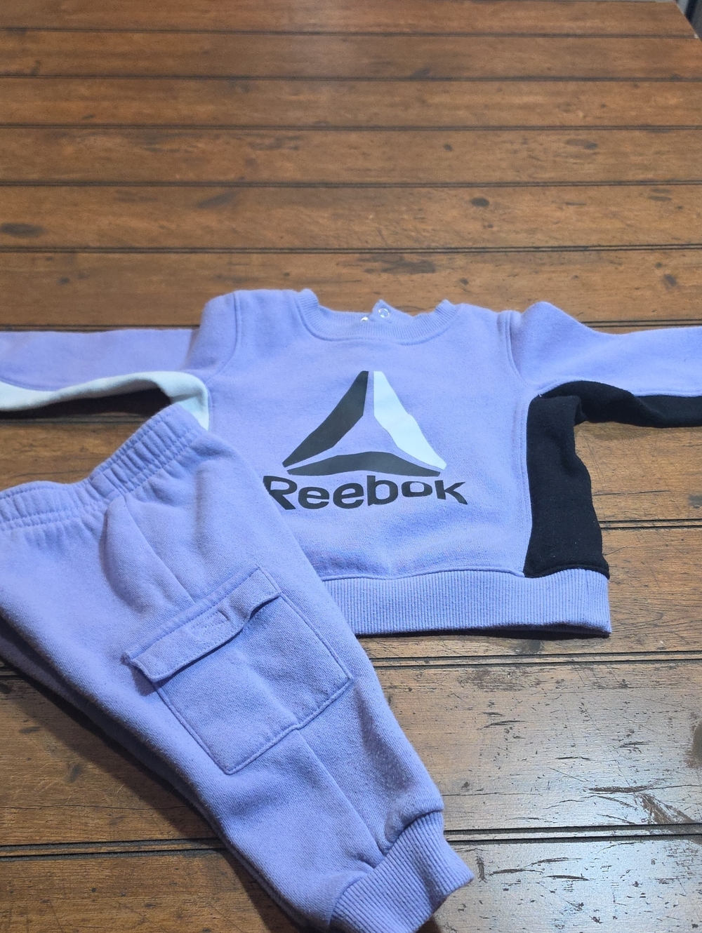Reebok Lilac and Black Kids Sweatpants & Top Set